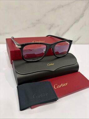 Cartier Black Frame Sunglasses with Red Lenses